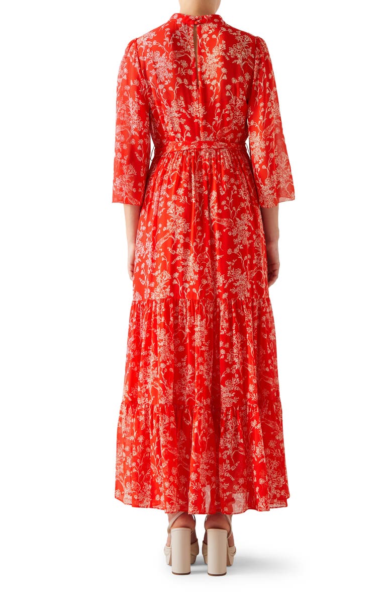 LK Bennett Olivia Floral Tiered Silk Maxi Dress, Alternate, color,