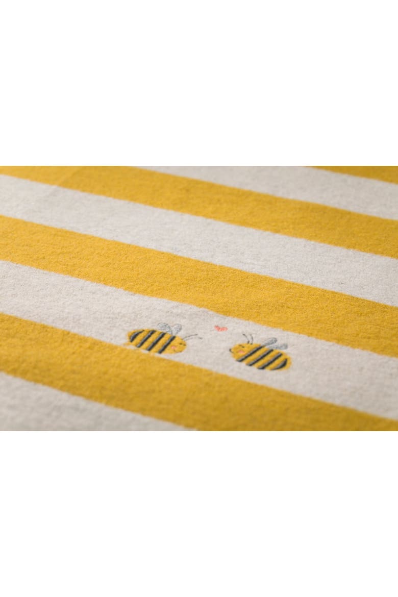 Juwel Stripes With Bees With Embroidery Baby Blanket, Alternate, color, Yellow/Gry