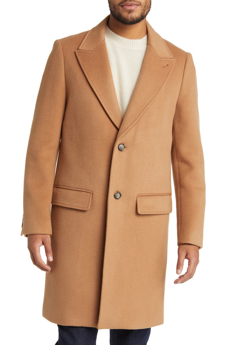 Ted Baker London Peak Lapel Wool Blend Coat, Alternate, color,