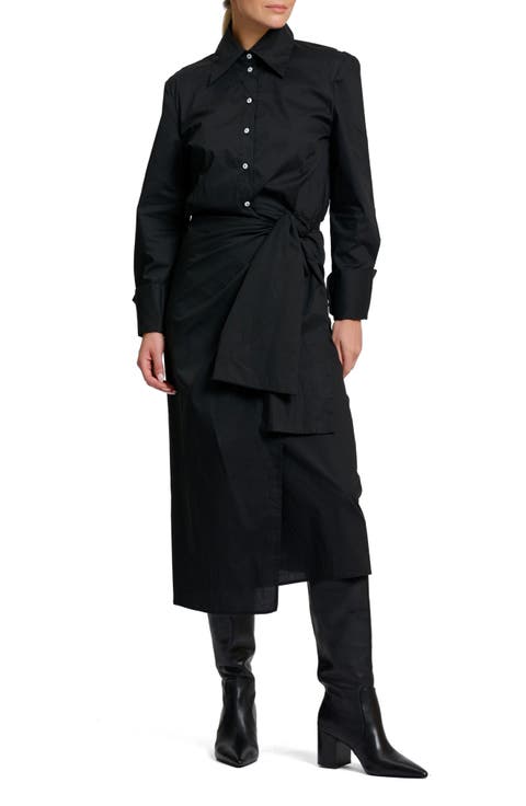Talita Wrap Tie Waist Midi Shirt Dress
