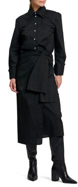 SHIRTY Talita Wrap Tie Waist Midi Shirt Dress