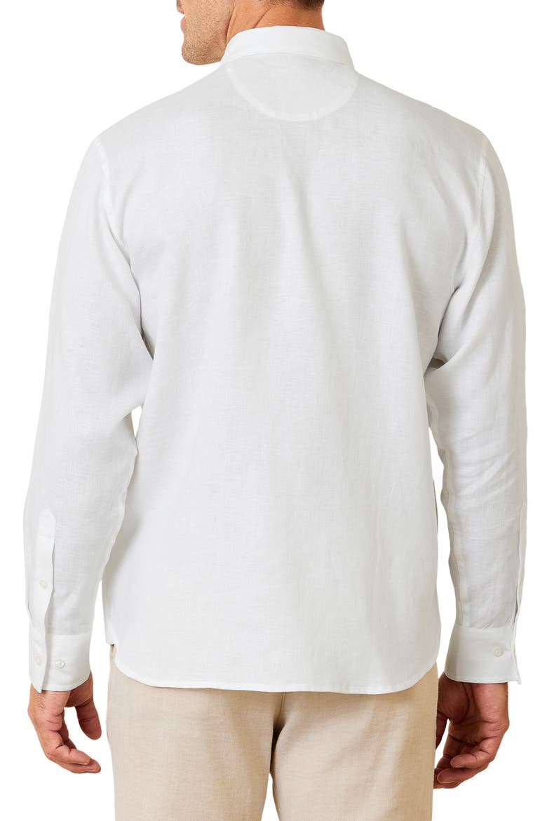 Down the Isle Embroidered Linen Button-Up Shirt, Alternate, color, WHITE