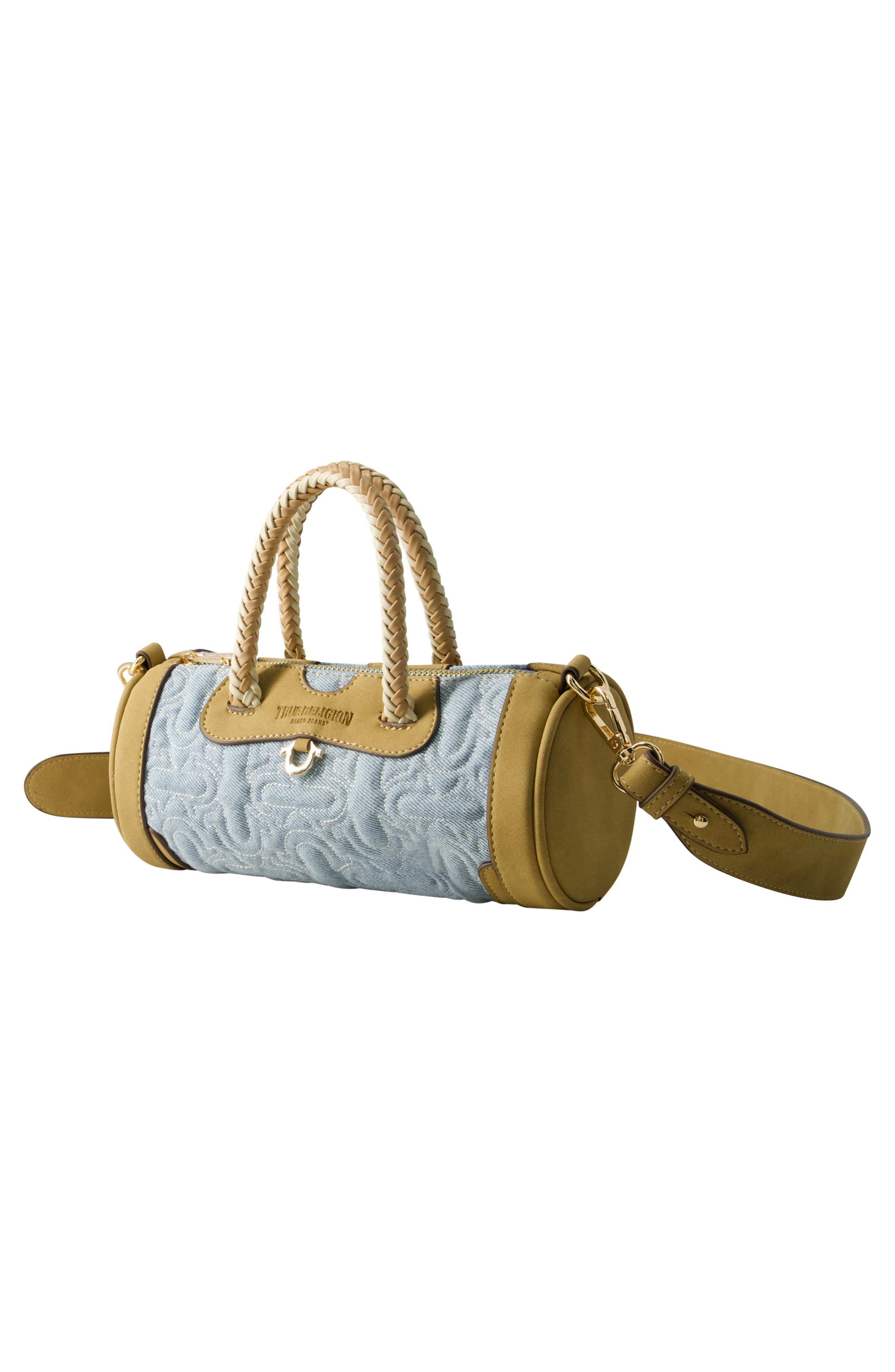 Quilted Horseshoe Mini Duffel Crossbody Bag, Alternate, color, DENIM