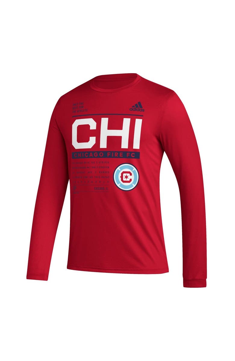 adidas Men's adidas Red Chicago Fire 2023 Club DNA Long Sleeve AEROREADY T-Shirt, Alternate, color, 