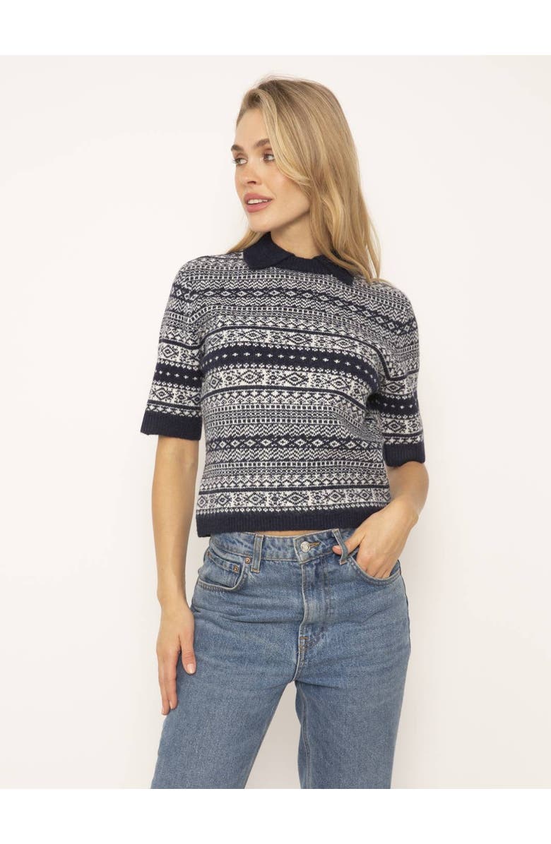 Central Park West Arlo Mini Fairisle Polo, Alternate, color, Navy Combo