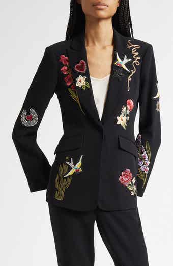 Cinq à Sept Cheyenne Western Americana Appliqué Scrunched Blazer