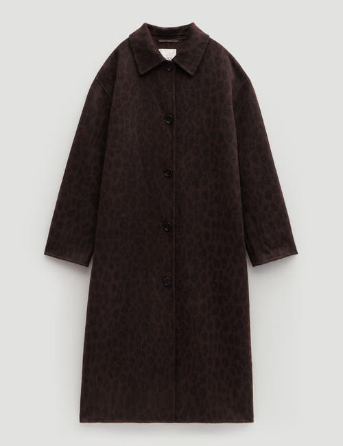 Hush Edie Pure Wool Leopard Double Faced Coat In Brown