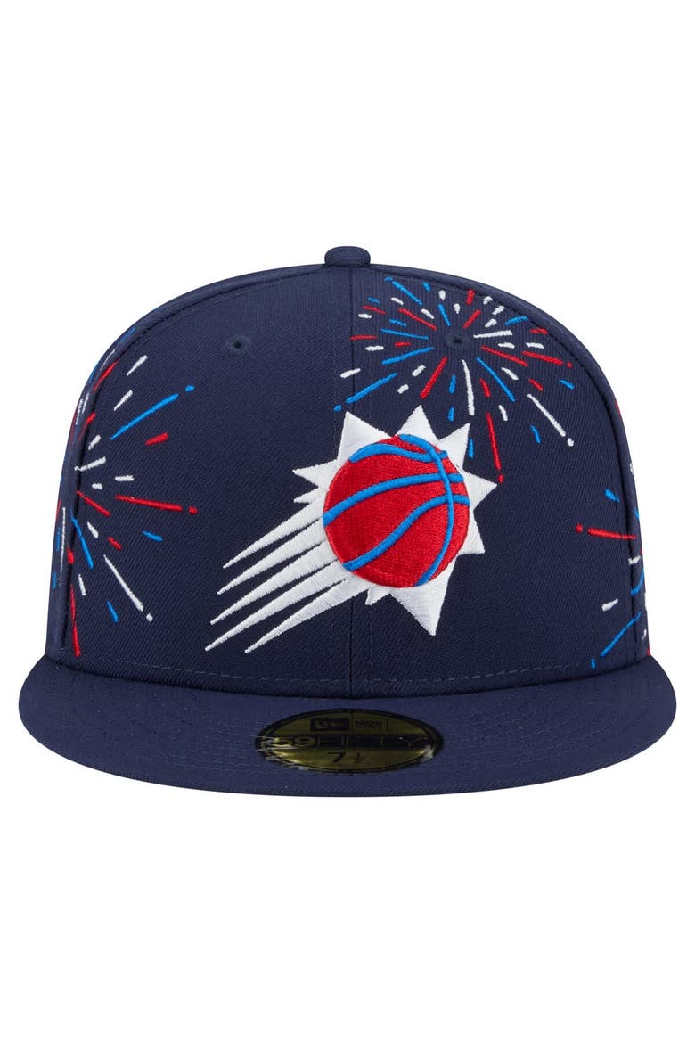 Men's New Era  Navy Phoenix Suns Americana Fireworks 59FIFTY Fitted Hat, Alternate, color, Navy