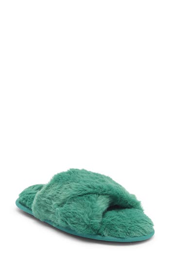 Rachel Roy Cardi Faux Fur Slipper In Green