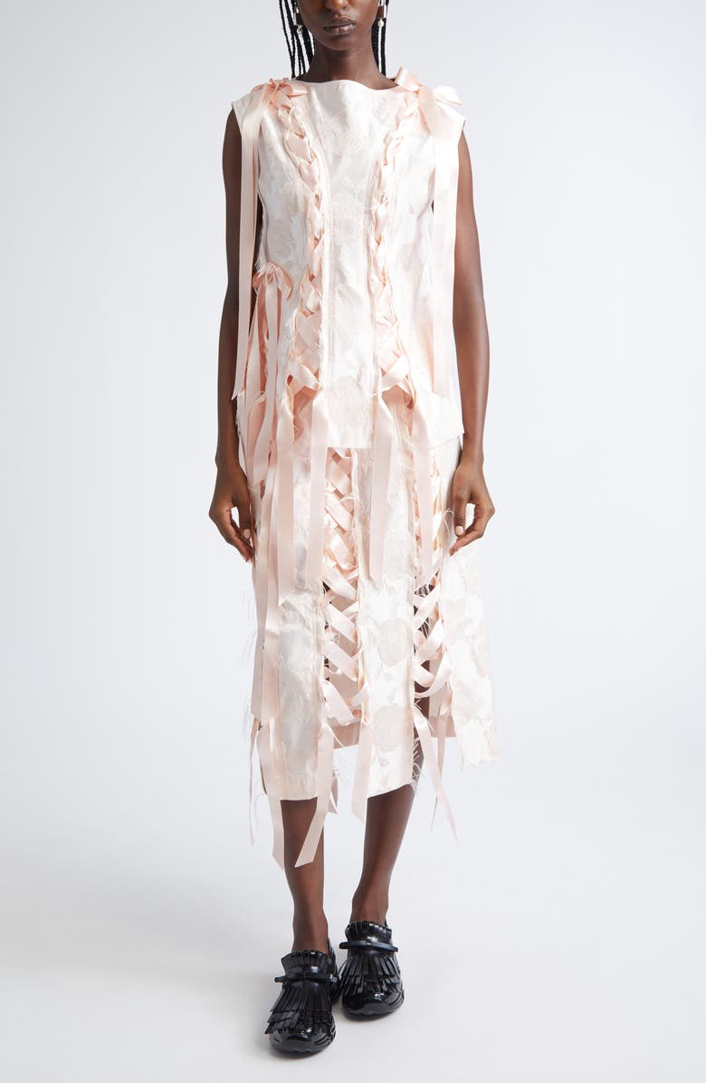 Simone Rocha Unraveleing Ribbon Skirt, Alternate, color, Blush/ Blush