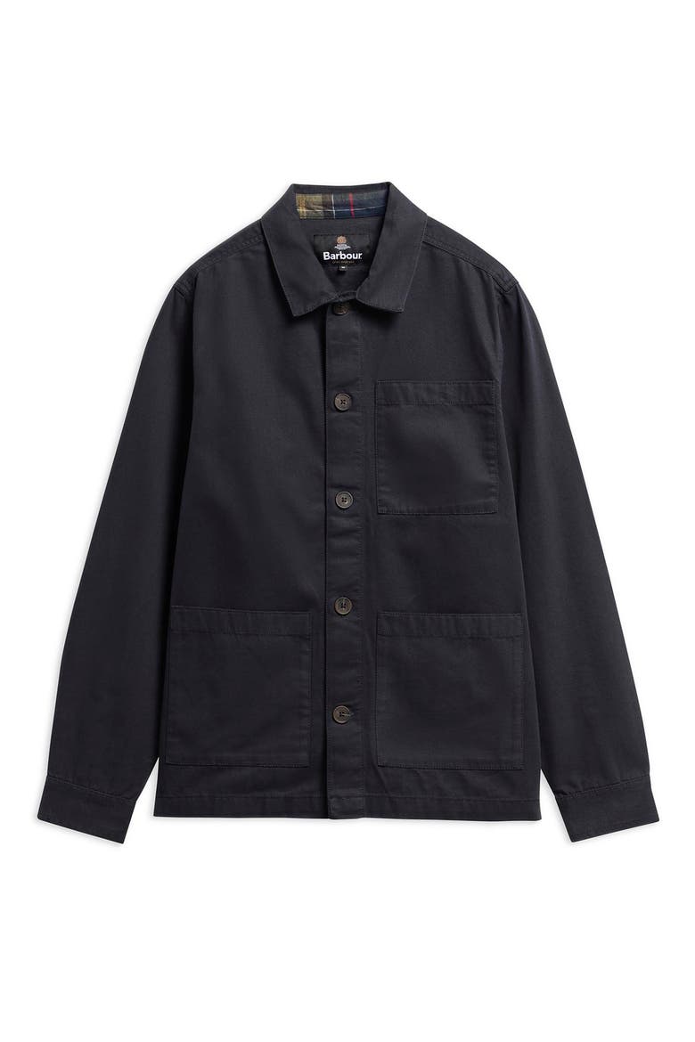 Tartan Trim Washed Cotton Shirt Jacket, Alternate, color, DARK NAVY