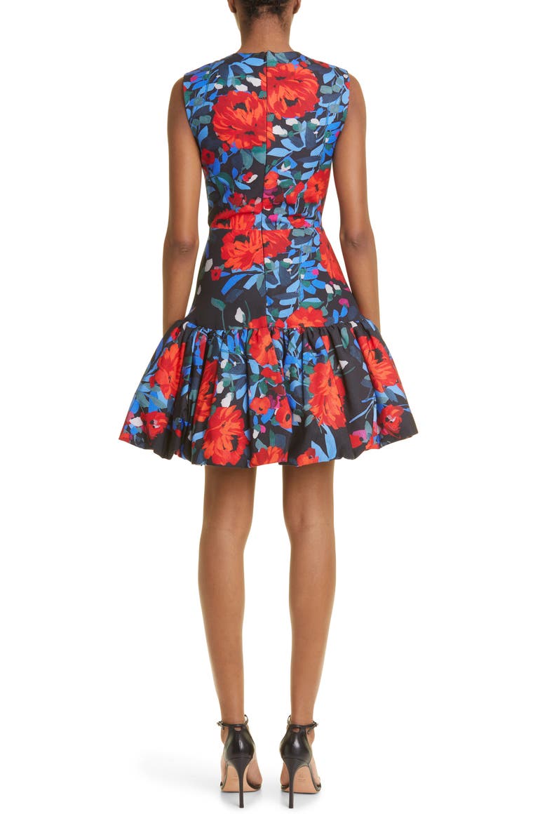 Floral Bubble Hem Dress, Alternate, color, BLACK MULTI