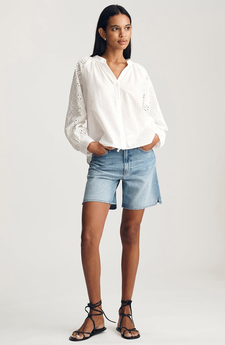 Mavi Jeans Embroidered Eyelet Top, Alternate, color, White