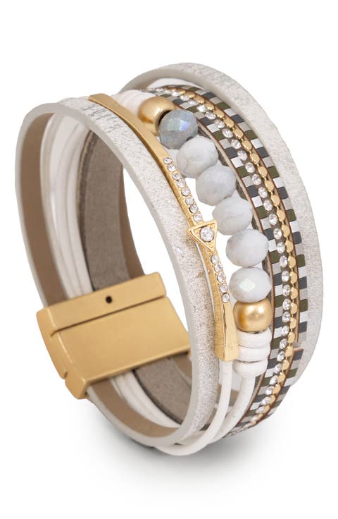 Beaded Leather Multistrand Bracelet