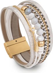 SAACHI Beaded Leather Multistrand Bracelet