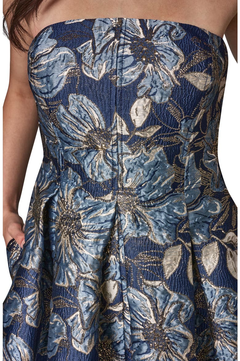 Strapless Jacquard Midi Dress, Alternate, color, NIGHTFALL