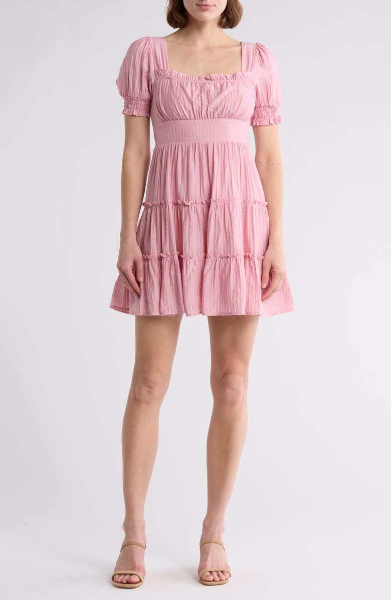 Blu Pepper Puff Sleeve Minidress, Main, color, Pink