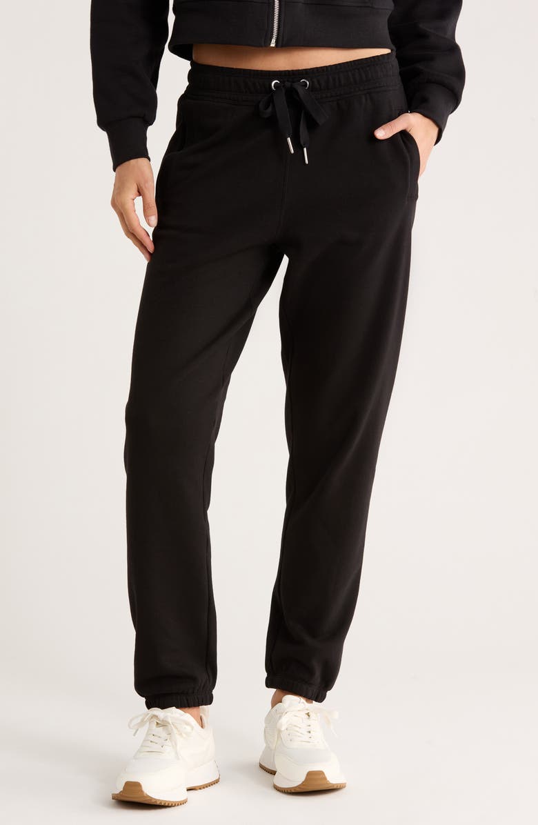 CALVIN KLEIN PERFORMANCE High Waist Relaxed Cotton Blend Sweatpants, Main, color, Black
