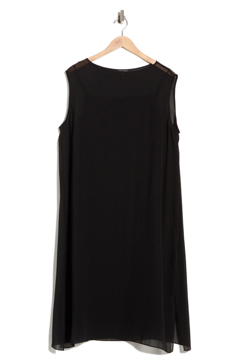 Eileen Fisher Bateau Neck Silk Dress, Alternate, color, Black