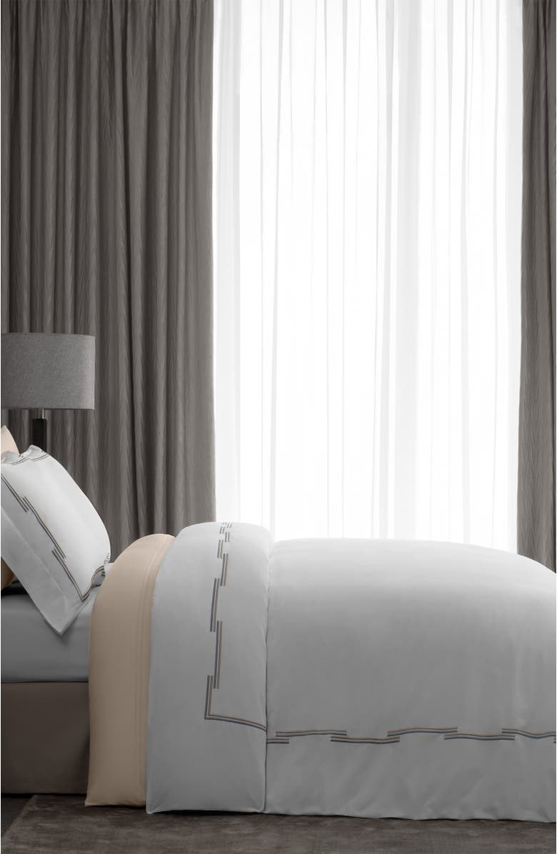 Togas Metalisi Embroidery duvet cover, Alternate, color, White