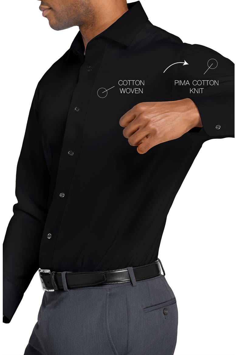 Slim Fit Solid Reworked Dress Shirt, Alternate, color, BLACK