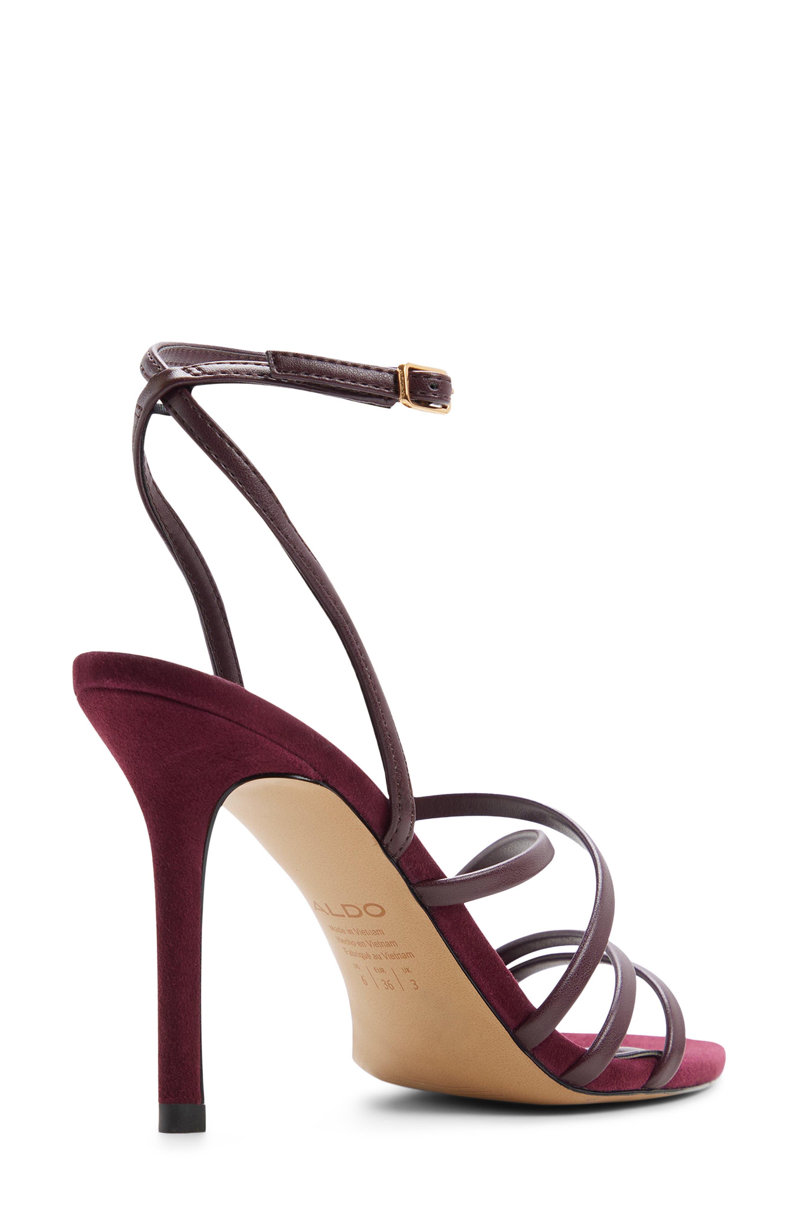 Solania Ankle Strap Pointed Toe Sandal, Alternate, color, BURGUNDY