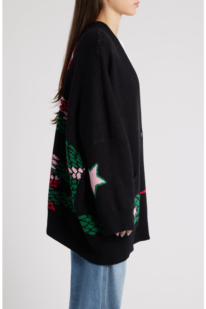Look What You Made Me Do Oversize Snake Cardigan, Alternate, color, BLACK