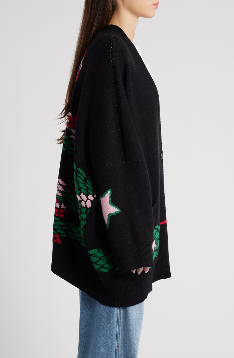 Dressed in Lala Look What You Made Me Do Oversize Snake Cardigan, Alternate, color, Black