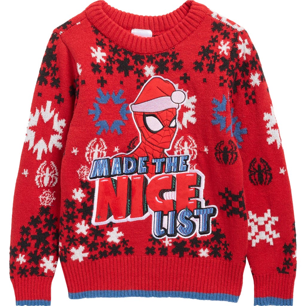 Assorted Kids' Spider-man Christmas Sweater In Red