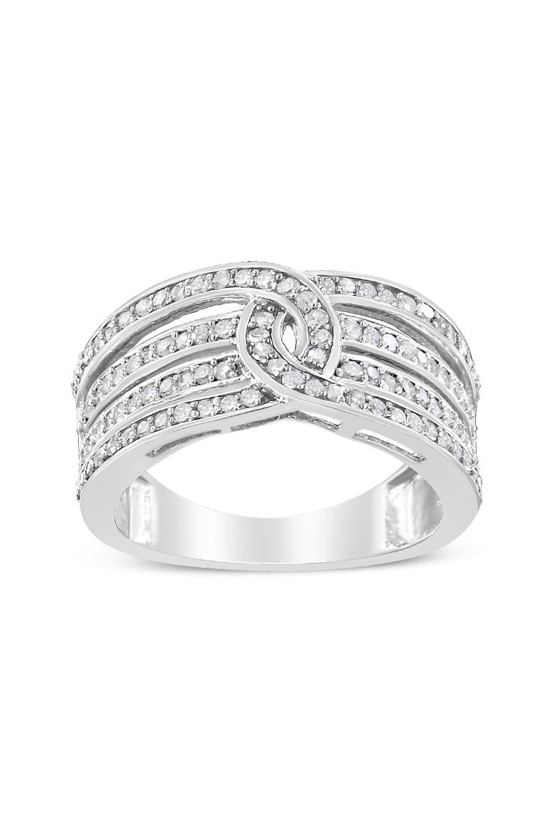 Silver 1/2 Cttw Diamond Multi-Row Bypass Band Ring, Alternate, color, Silver