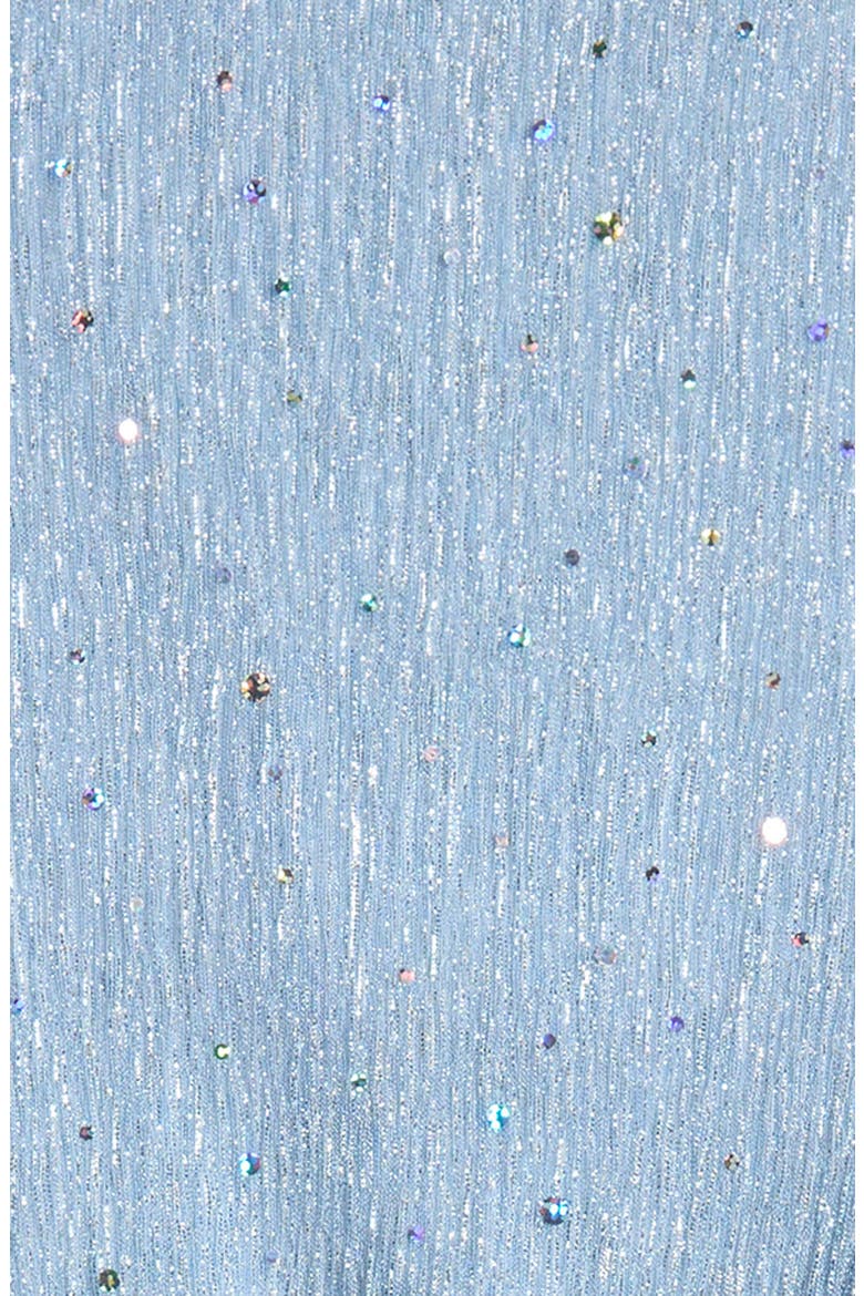 Kids' Metallic Long Sleeve Plissé Dress, Alternate, color, ICY BLUE