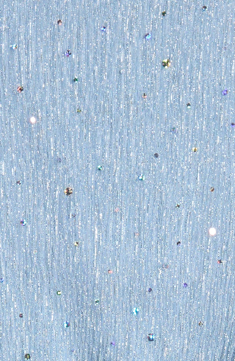 Zunie Kids' Metallic Long Sleeve Plissé Dress, Alternate, color, Icy Blue