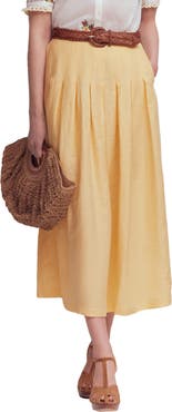Boden Valentina Linen Midi Skirt