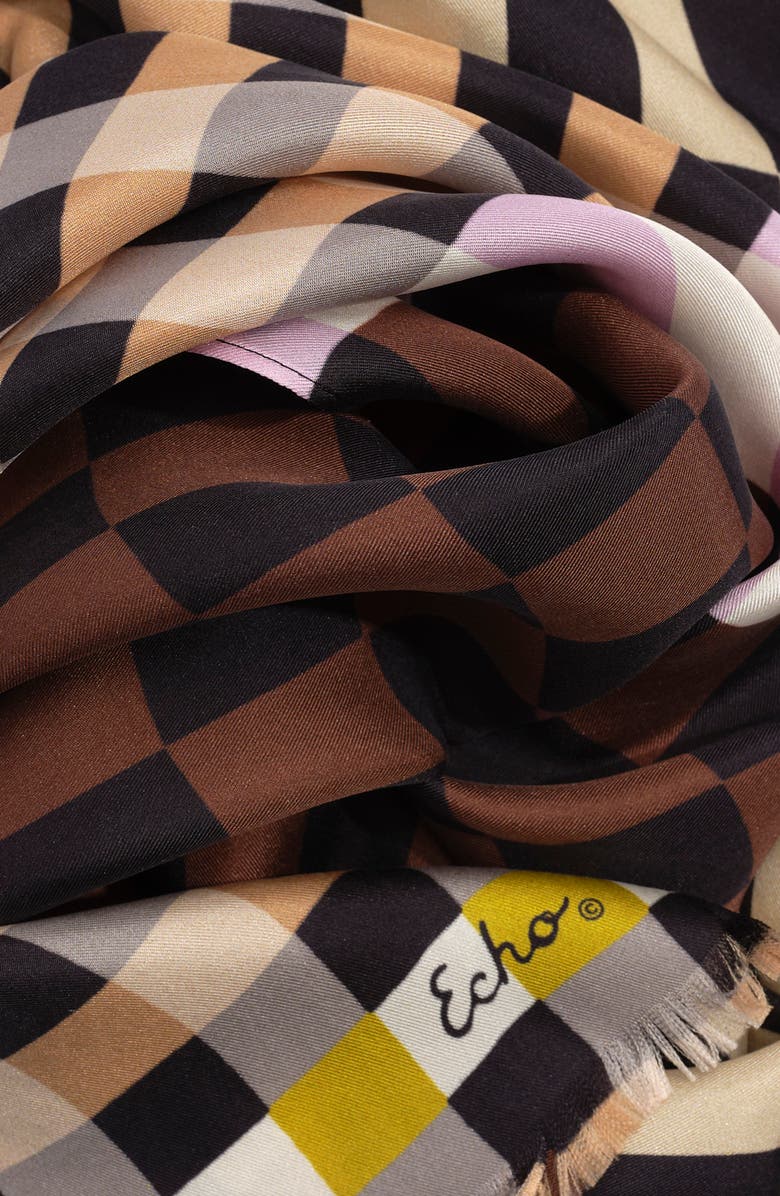 Echo Checks Checks Silk Oblong, Alternate, color, Black