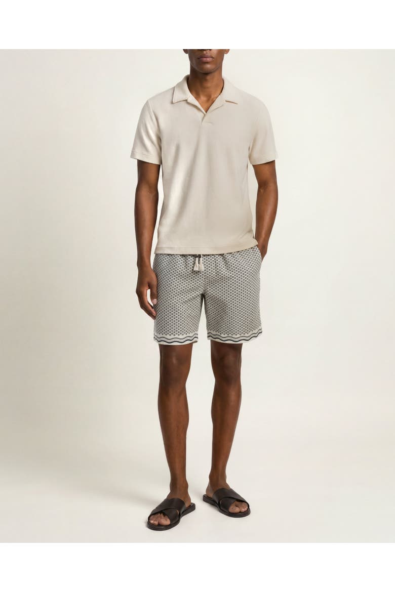 Setter Seersucker Shorter Length Swim Shorts, Main, color, WHITE SAND/NIGHT IRIS