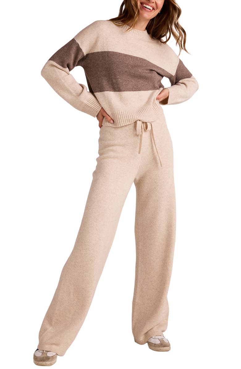 Bella Dahl Wide Leg Wool & Cashmere Sweater Pants, Alternate, color, Ivory Oat