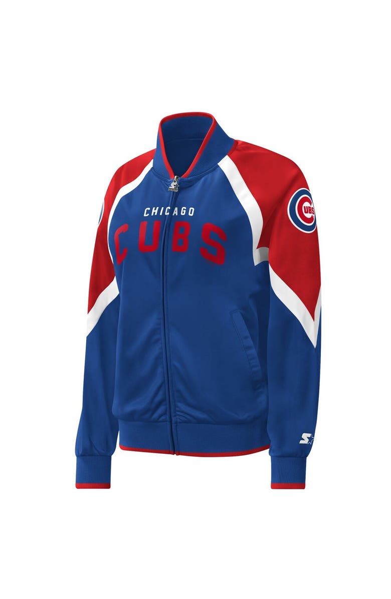 STARTER Women's Starter Royal Chicago Cubs Touchdown Raglan Full-Zip Track Jacket, Alternate, color, Royal