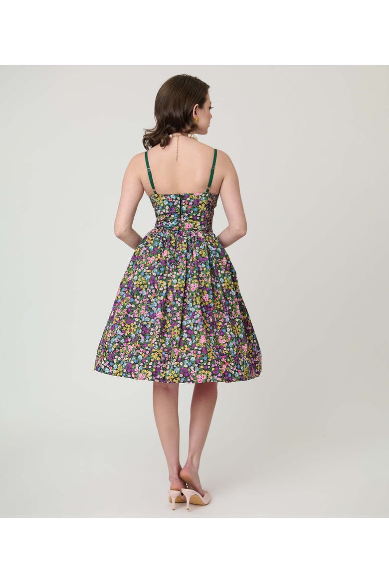1950s Sleeveless Swing Dress, Alternate, color, Green Ditzy Floral Print