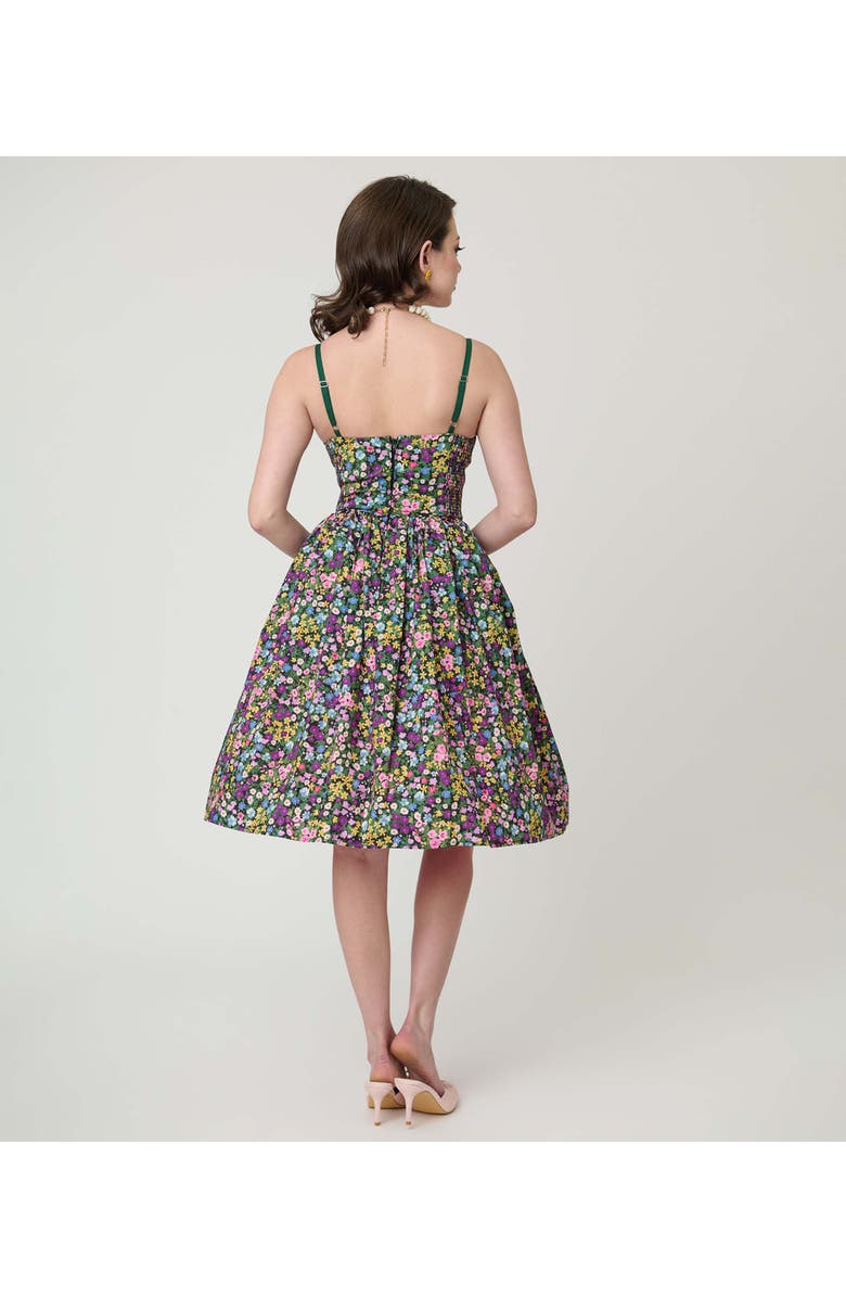 Unique Vintage 1950s Sleeveless Swing Dress, Alternate, color, Green Ditzy Floral Print
