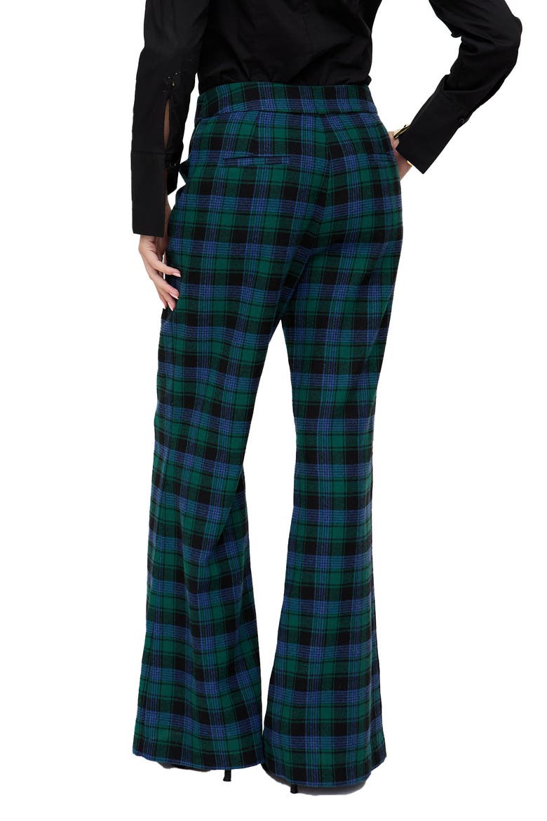 Zena Flared Prince Of Wales Check Print Trouser, Alternate, color, Blue