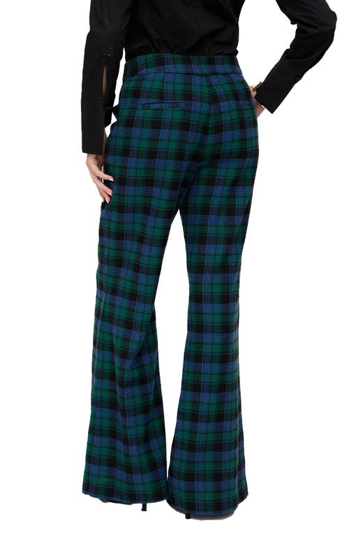 Lily And Lionel London Zena Flared Prince Of Wales Check Print Trouser In Blue