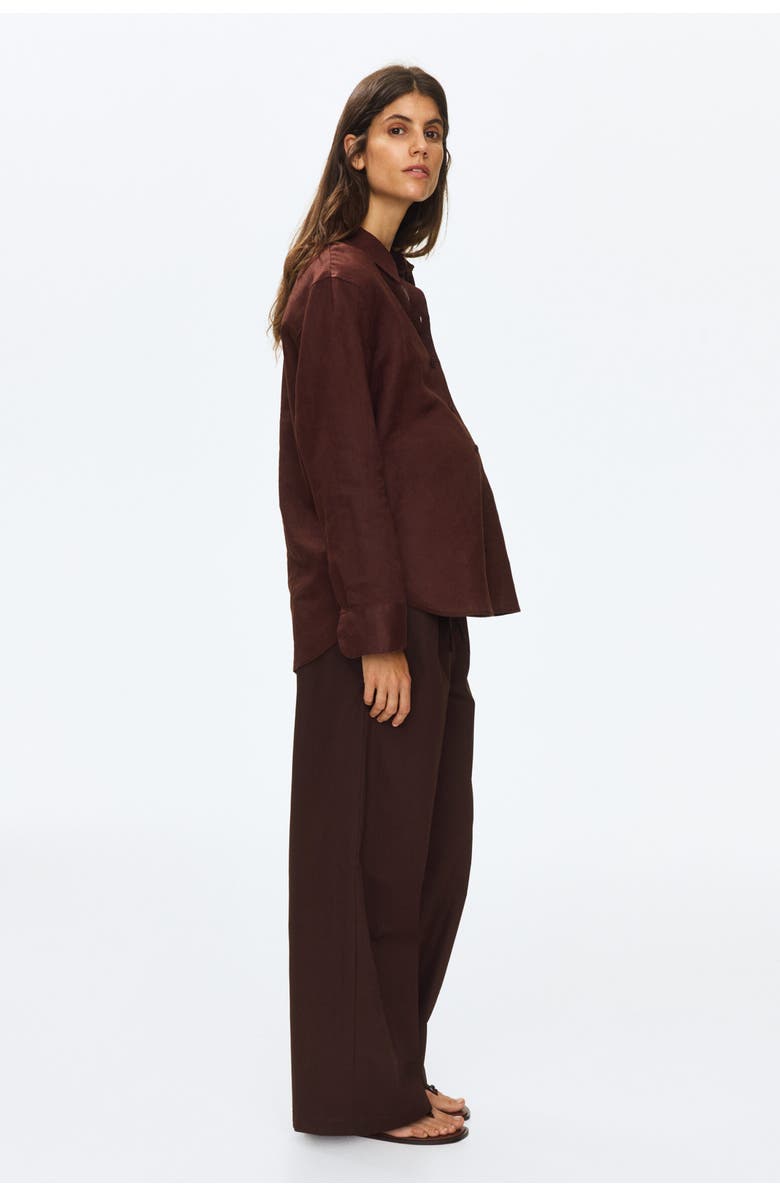 H&M Mama Cotton Drawstring Trousers, Alternate, color, Dark Brown