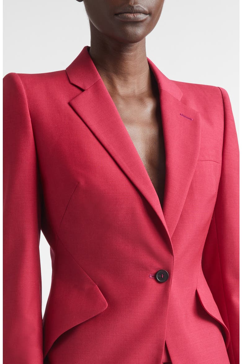Single Breasted Wool & Mohair Jacket, Alternate, color, RASPBERRY