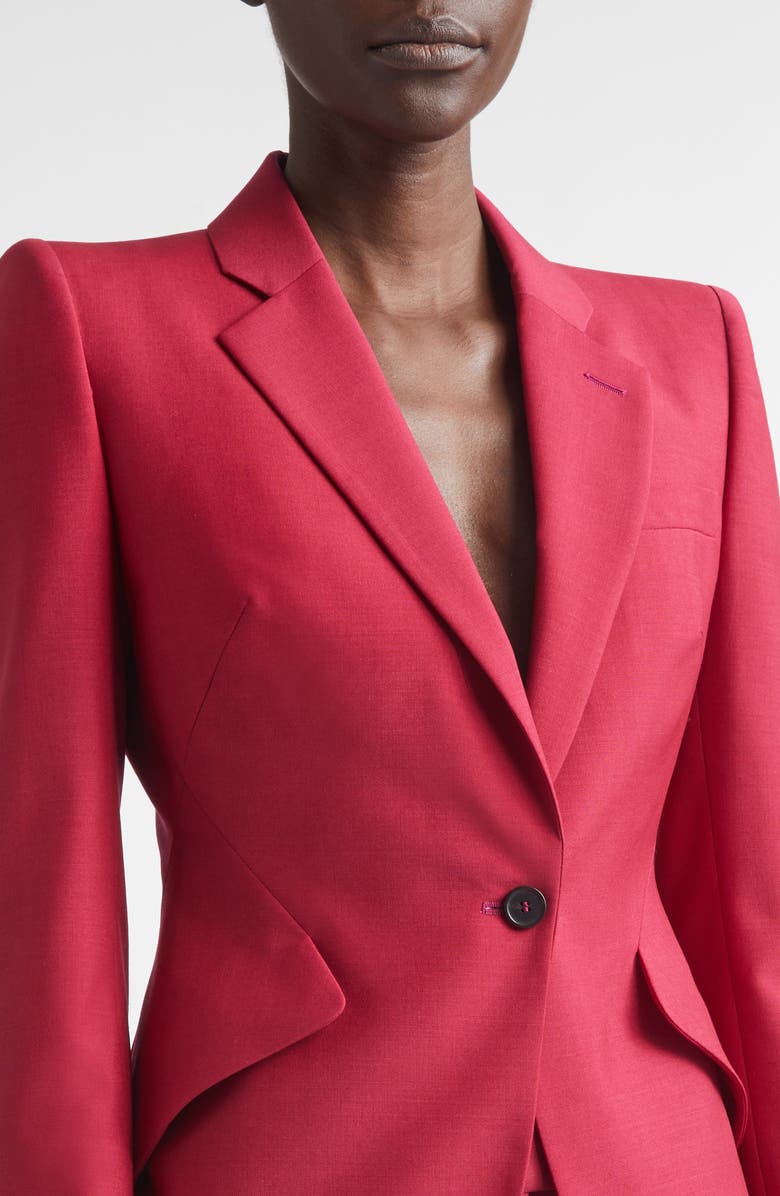 McQueen Single Breasted Wool & Mohair Jacket, Alternate, color, Raspberry