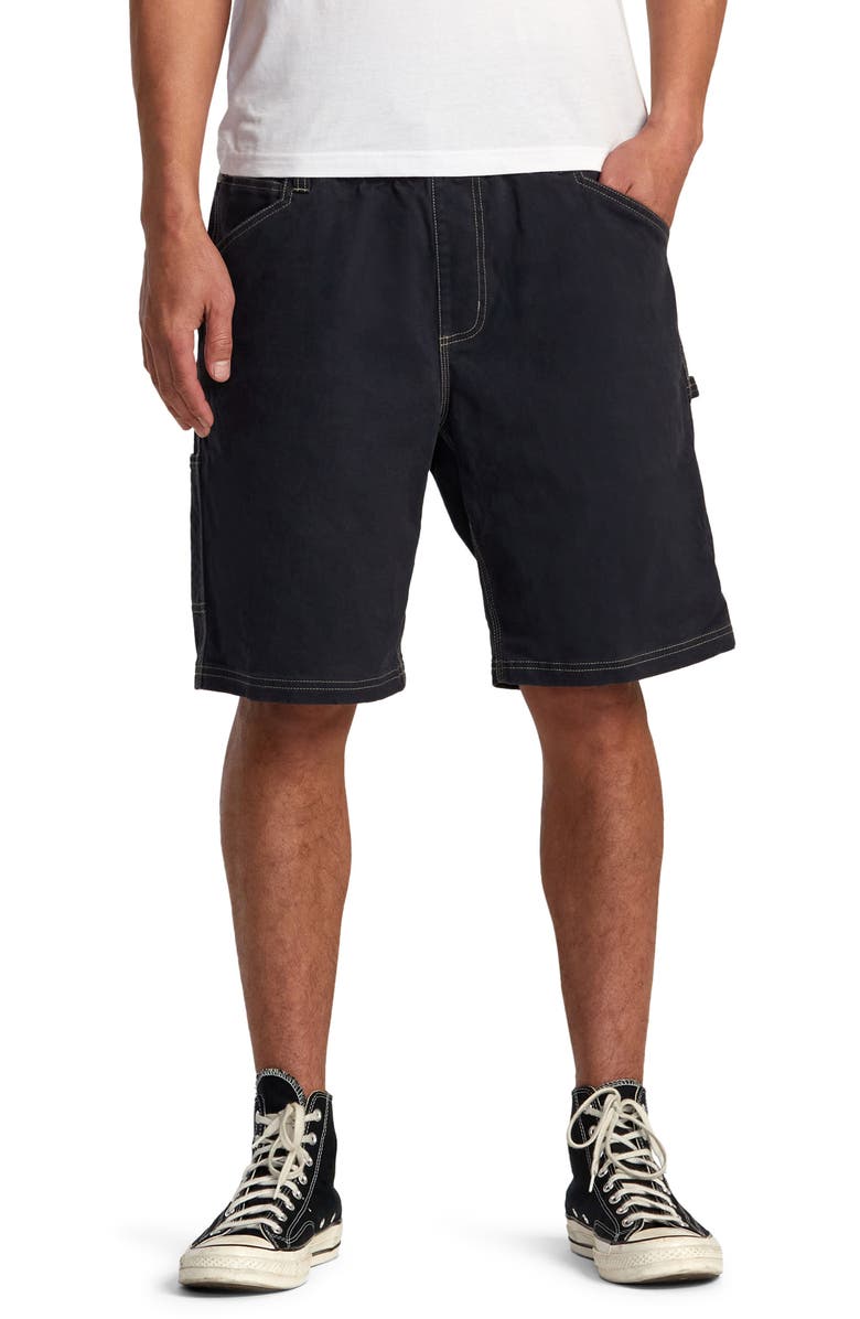 RVCA Americana Elastic Waist Stretch Cotton Carpenter Shorts, Main, color, 