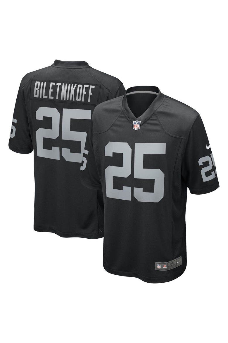 Men's Nike Fred Biletnikoff Black Las Vegas Raiders Game Retired Player Jersey, Alternate, color, Black