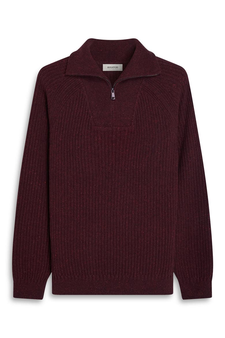 Rib Quarter Zip Sweater, Alternate, color, BURGUNDY
