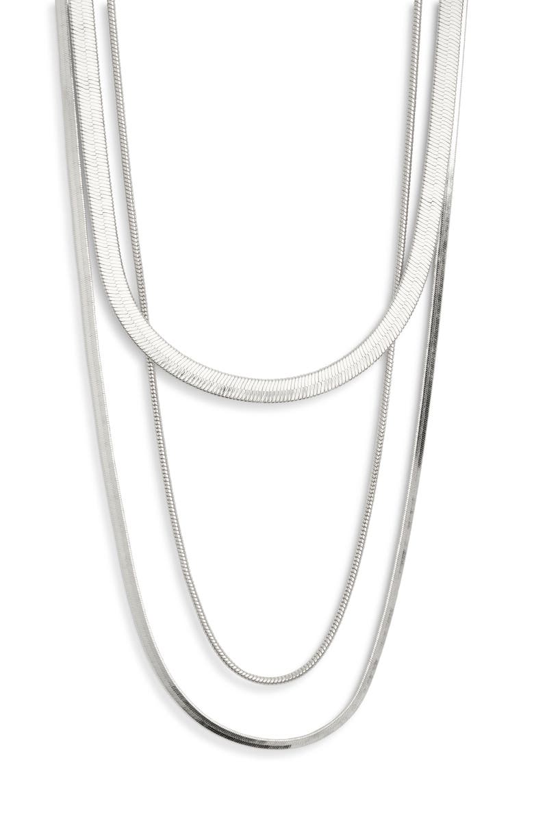 NORDSTROM RACK Draped Snake Chain Layered Necklace, Main, color, Silver