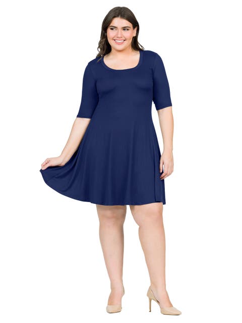 Elbow Sleeve Knee Length Dress