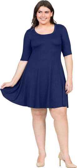 24seven Comfort Apparel Elbow Sleeve Knee Length Dress | Nordstrom
